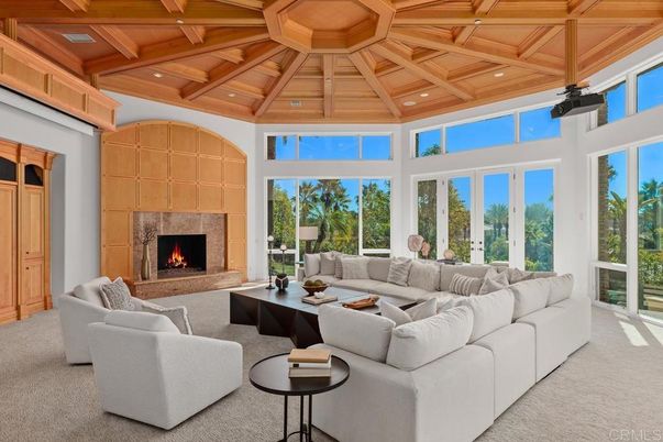 Fireplace, Interior, Living room, Recessed Lighting, Wooden Beams, Wooden Ceilings