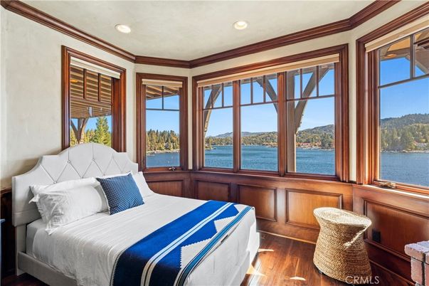 Bedroom, Interior, Recessed Lighting, Water, Wood Texture Flooring