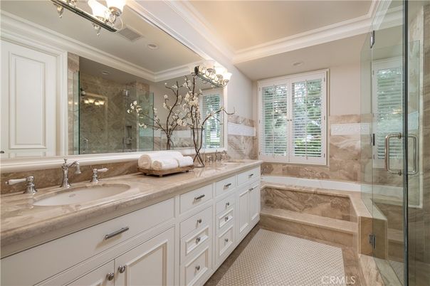Bathroom, Dual Sink Vanities, Glass Shower, Interior, Recessed Lighting