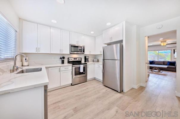 Interior, Kitchen, Living room, Recessed Lighting, Stainless Steel Appliances, Wood Texture Flooring