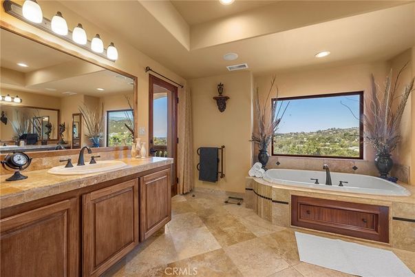 Bathroom, Dual Sink Vanities, Interior, Recessed Lighting, Tile Countertops