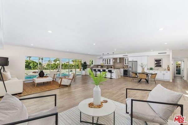 Dining room, Interior, Kitchen, Living room, Pendant Lights, Recessed Lighting, Stainless Steel Appliances, Wood Texture Flooring