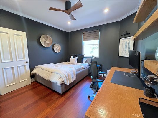 Bedroom, Home Office, Interior, Recessed Lighting, Wood Texture Flooring