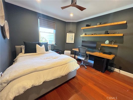 Bedroom, Home Office, Interior, Recessed Lighting, Wood Texture Flooring