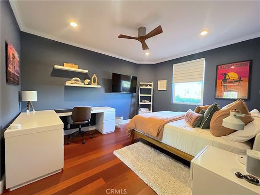 Bedroom, Home Office, Interior, Recessed Lighting, Wood Texture Flooring