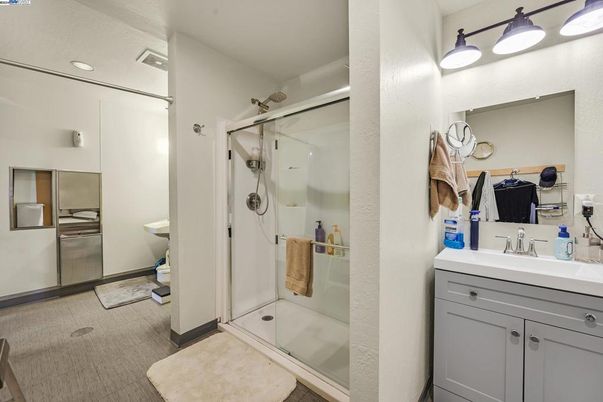 Bathroom, Glass Shower, Interior, Recessed Lighting