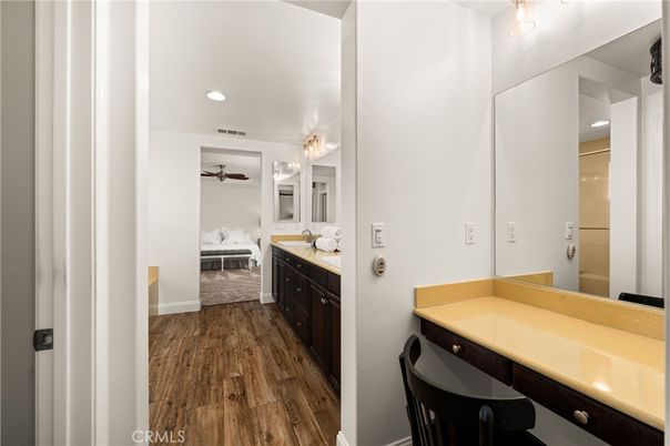 Bathroom, Interior, Recessed Lighting, Wood Texture Flooring