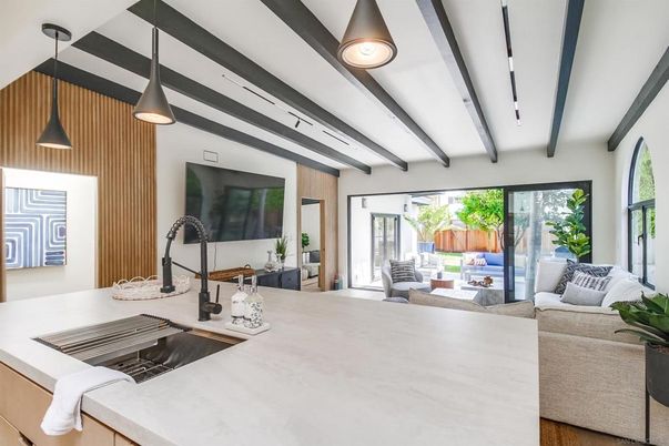 Fireplace, Interior, Living room, Pendant Lights
