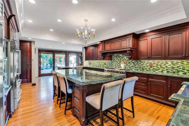 Chandelier, Interior, Kitchen, Recessed Lighting, Wood Texture Flooring