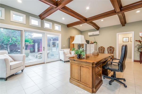 Home Office, Interior, Recessed Lighting, Wooden Beams