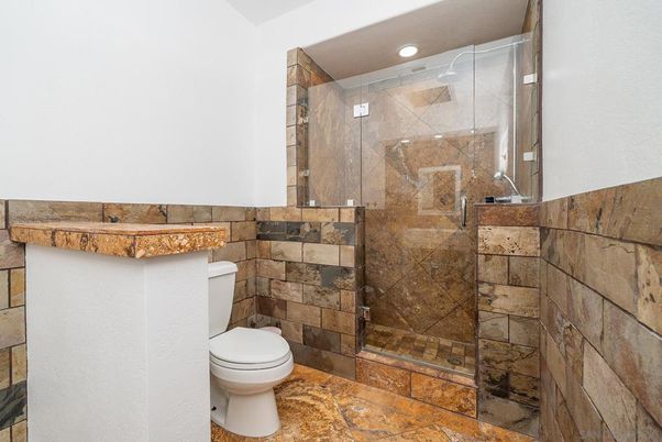Bathroom, Glass Shower, Interior, Recessed Lighting