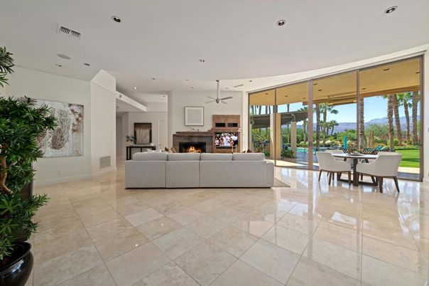 Dining room, Fireplace, Interior, Living room, Pendant Lights, Recessed Lighting
