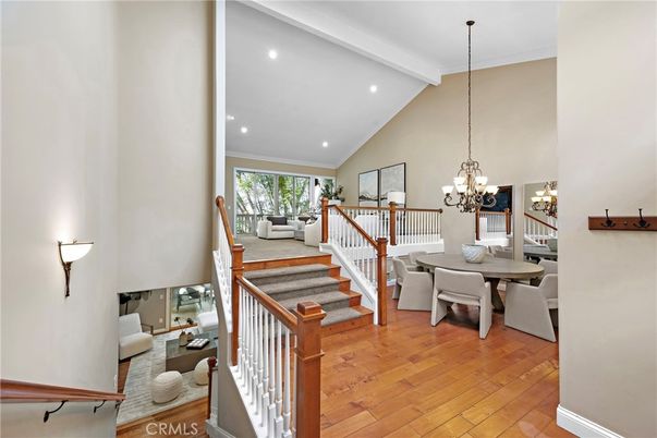 Chandelier, Dining room, Interior, Living room, Recessed Lighting, Wood Texture Flooring