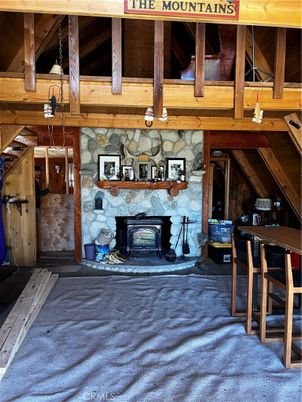 Fireplace, Interior, Stone Walls, Wooden Beams