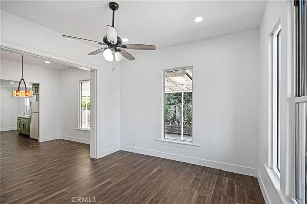Empty room, Interior, Pendant Lights, Recessed Lighting, Wood Texture Flooring