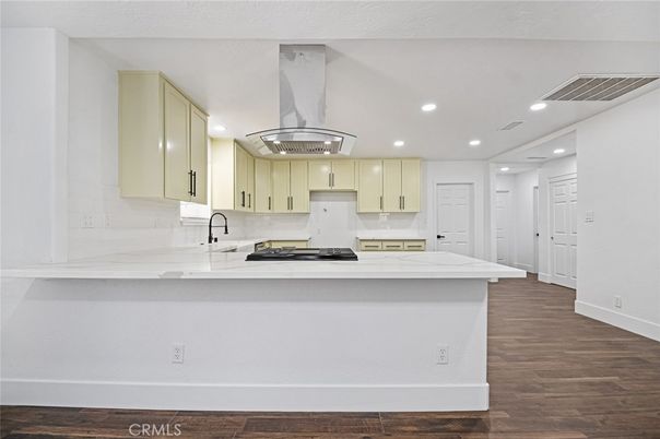 Interior, Kitchen, Pendant Lights, Recessed Lighting, Wood Texture Flooring