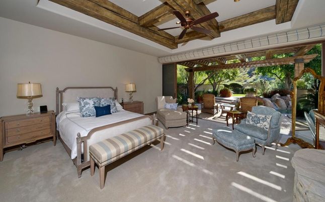 Bedroom, Interior, Recessed Lighting, Wooden Beams