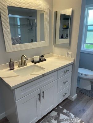 Bathroom, Dual Sink Vanities, Interior, Wood Texture Flooring