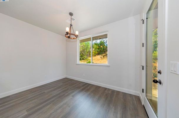 Chandelier, Empty room, Interior, Pendant Lights, Wood Texture Flooring