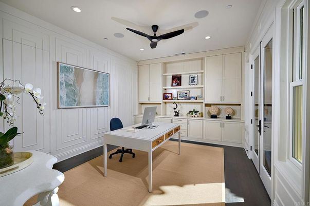 Home Office, Interior, Recessed Lighting, Wood Texture Flooring