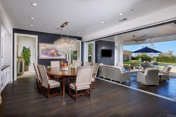 Chandelier, Dining room, Interior, Living room, Recessed Lighting, Wood Texture Flooring