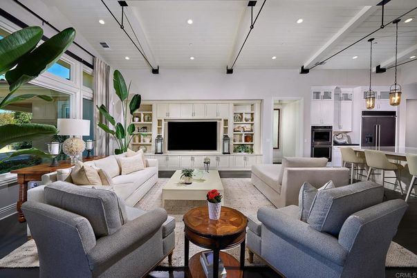Dining room, Interior, Kitchen, Living room, Pendant Lights, Recessed Lighting, Stainless Steel Appliances, Wood Texture Flooring