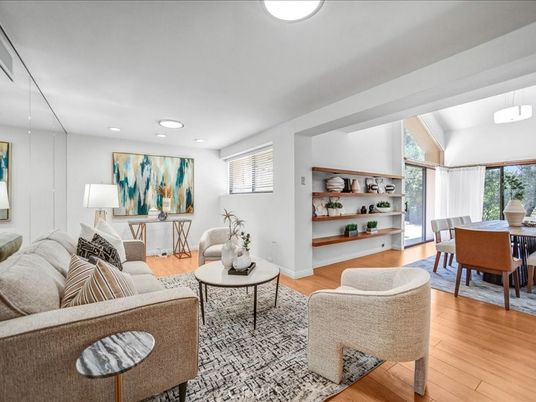 Dining room, Interior, Living room, Pendant Lights, Recessed Lighting, Wood Texture Flooring