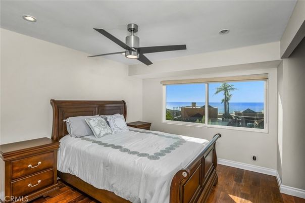 Bedroom, Interior, Recessed Lighting, Water, Wood Texture Flooring
