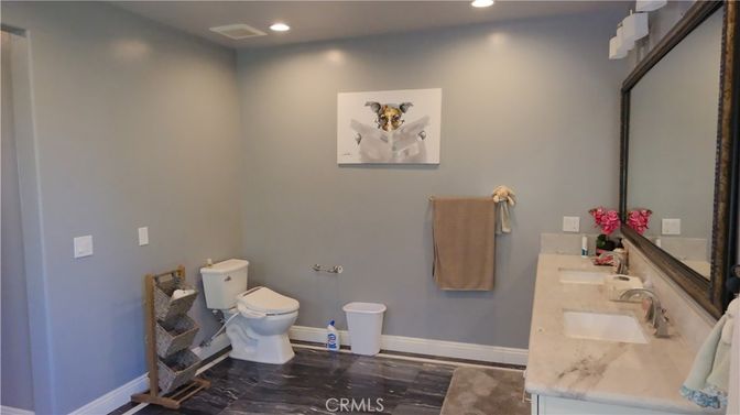 Bathroom, Interior, Recessed Lighting, Wood Texture Flooring