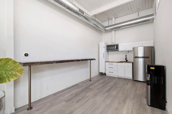 Interior, Kitchen, Stainless Steel Appliances, Wood Texture Flooring