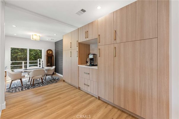 Dining room, Interior, Kitchen, Recessed Lighting, Wood Texture Flooring