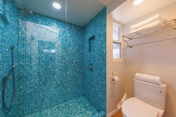 Bathroom, Glass Shower, Interior, Recessed Lighting