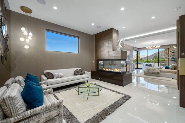 Fireplace, Interior, Living room, Pendant Lights, Recessed Lighting