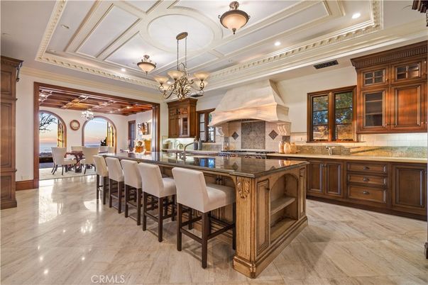 Chandelier, Dining room, Fireplace, Interior, Kitchen, Recessed Lighting