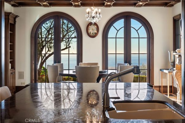 Chandelier, Dining room, Interior, Water, Wooden Beams
