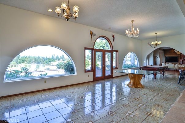 Billiard Table, Chandelier, Game Room, Interior, Recessed Lighting