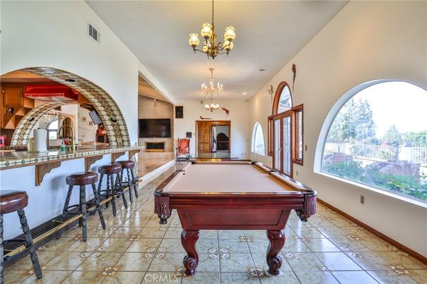 Billiard Table, Chandelier, Game Room, Interior