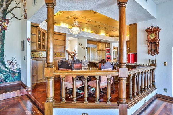 Chandelier, Dining room, Interior, Wood Texture Flooring