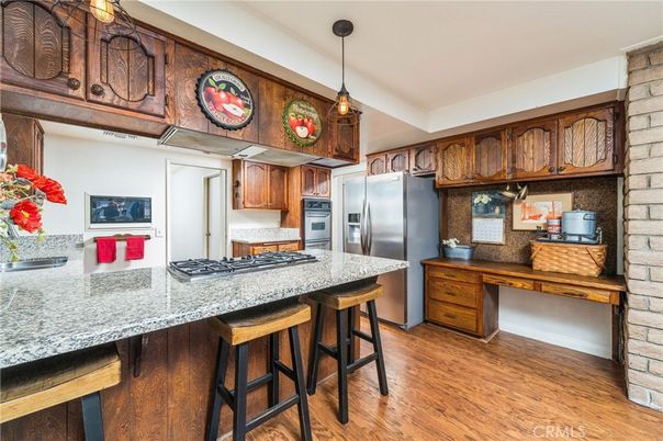 Interior, Kitchen, Pendant Lights, Stainless Steel Appliances, Wood Texture Flooring