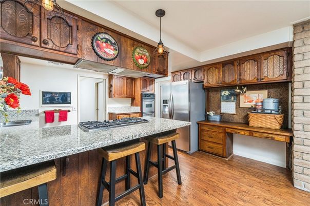 Interior, Kitchen, Pendant Lights, Stainless Steel Appliances, Wood Texture Flooring