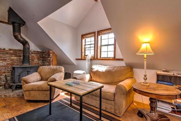 Fireplace, Interior, Living room, Stone Walls, Wood Texture Flooring