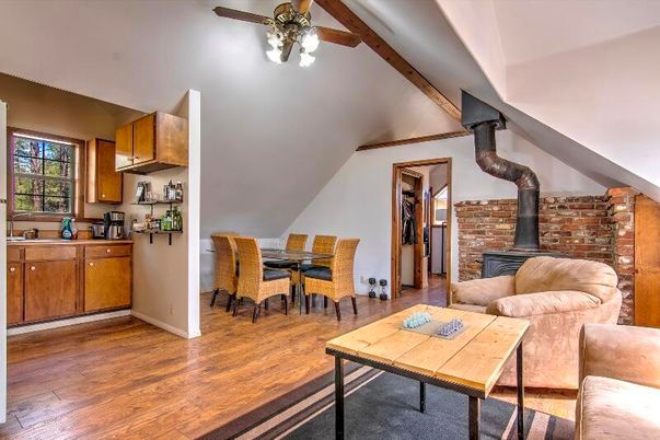 Dining room, Fireplace, Interior, Kitchen, Living room, Stone Walls, Wooden Beams, Wood Texture Flooring