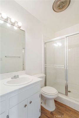 Bathroom, Glass Shower, Interior, Wood Texture Flooring