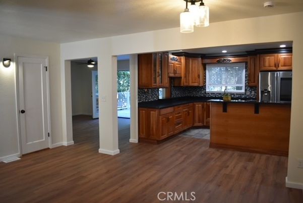 Interior, Kitchen, Pendant Lights, Stainless Steel Appliances, Wood Texture Flooring