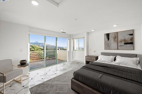 Bedroom, Interior, Marble, Recessed Lighting
