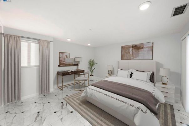 Bedroom, Home Office, Interior, Marble, Recessed Lighting