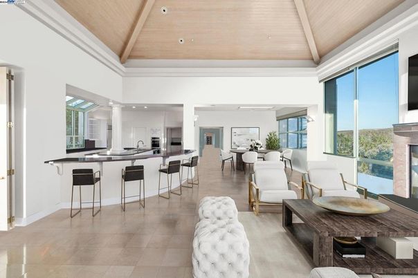 Dining room, Interior, Kitchen, Living room, Recessed Lighting, Stainless Steel Appliances, Wooden Ceilings