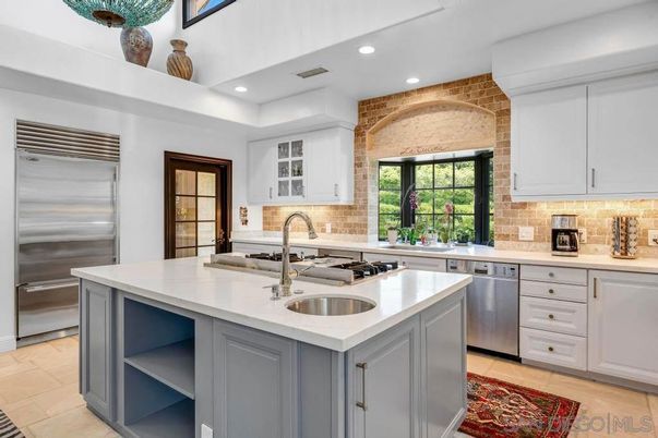 Interior, Kitchen, Recessed Lighting, Stainless Steel Appliances, Stone Walls