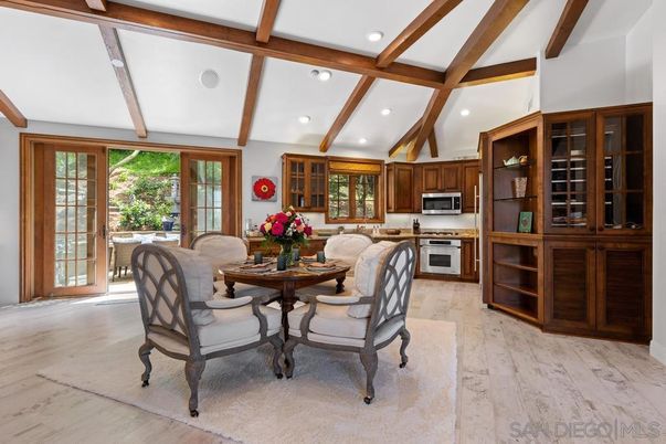 Interior, Kitchen, Living room, Recessed Lighting, Stainless Steel Appliances, Wooden Beams, Wood Texture Flooring