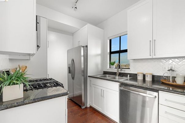 Interior, Kitchen, Stainless Steel Appliances, Wood Texture Flooring